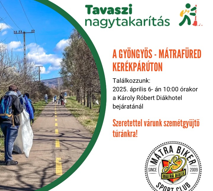 Szemétgyűjtő túra a füredi kerékpárúton a Mátra Biker Sport Clubbal