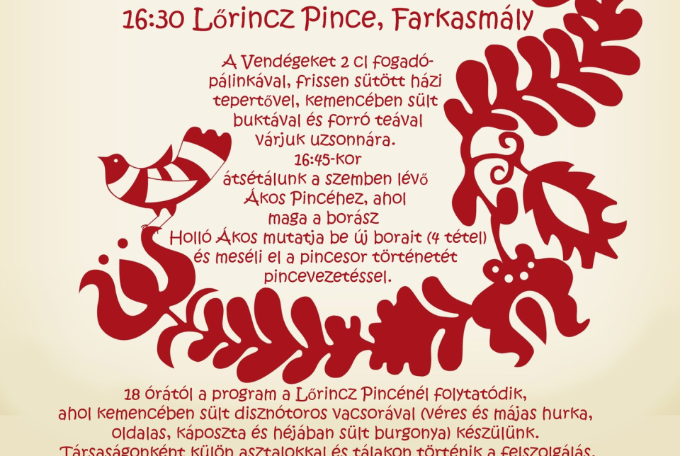 Kemencés disznótoros vacsora újborokkal
