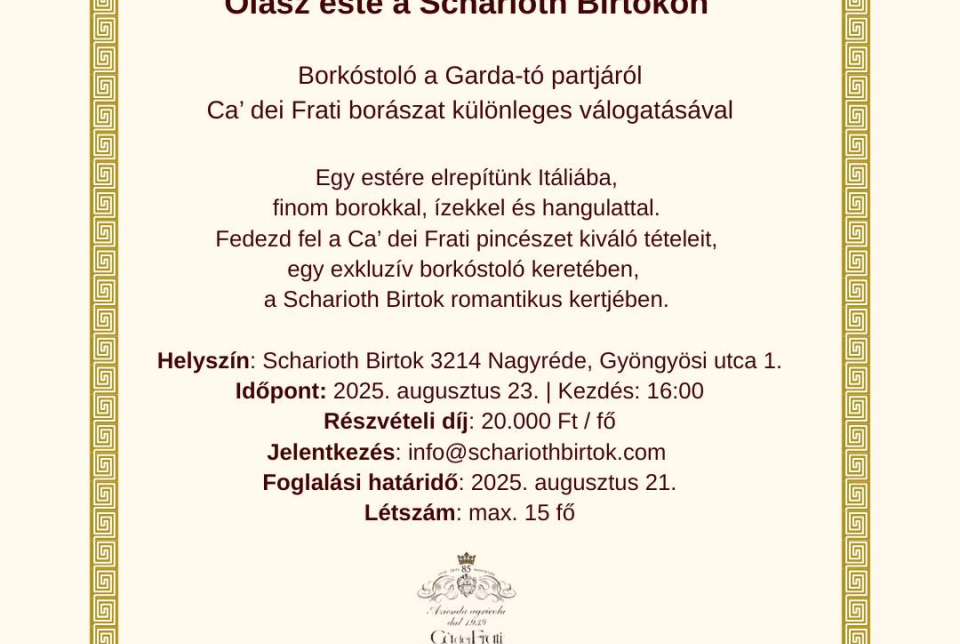 Olasz este a Scharioth Birtokon